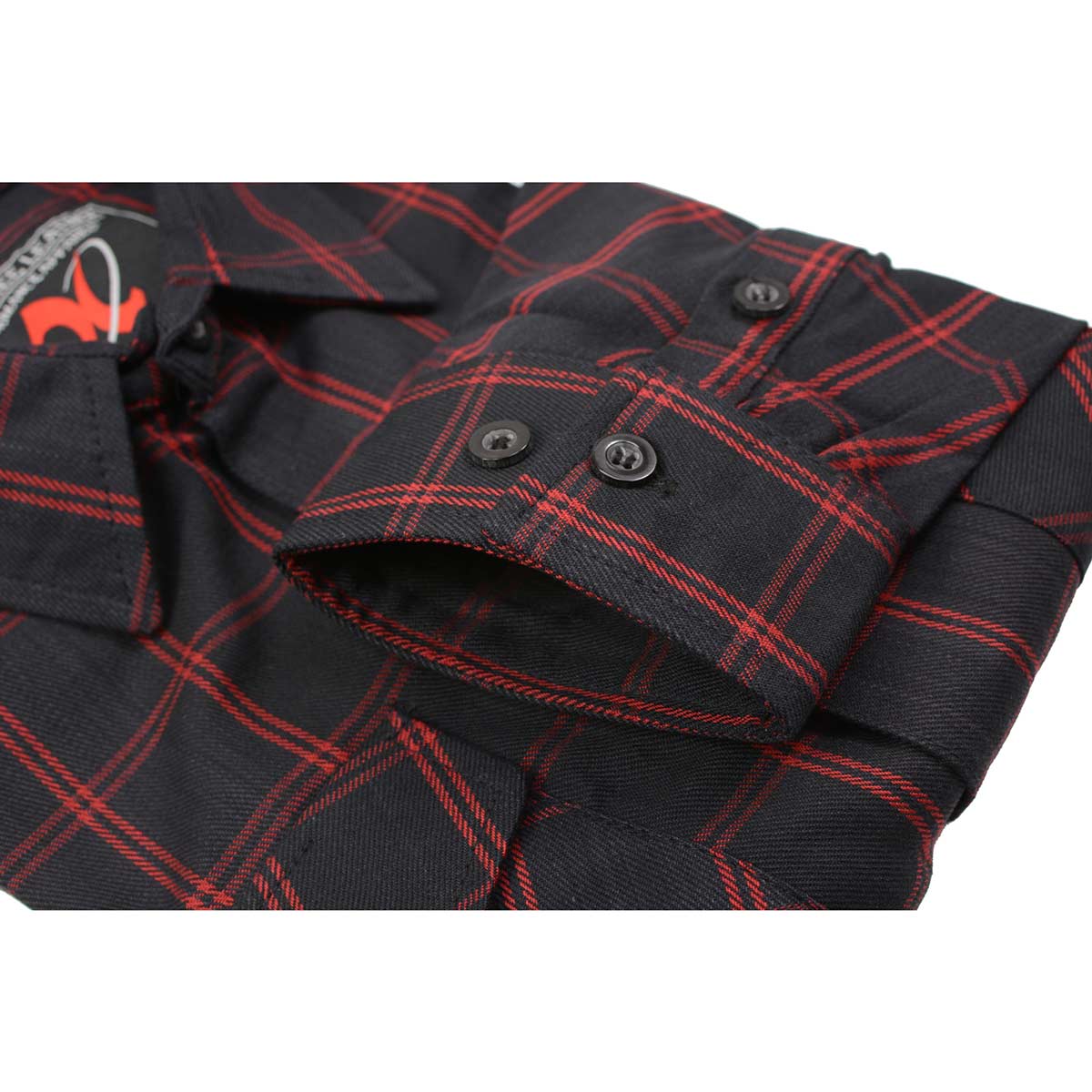 Milwaukee Leather MNG11665 Men's Black and Red Long Sleeve Cotton Flannel Shirt - Image 10