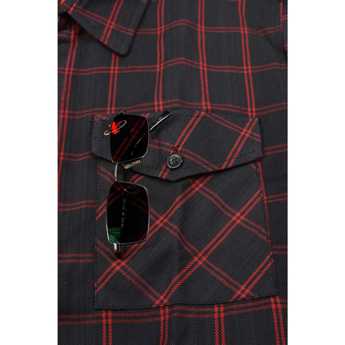 Milwaukee Leather MNG11665 Men's Black and Red Long Sleeve Cotton Flannel Shirt - Image 11