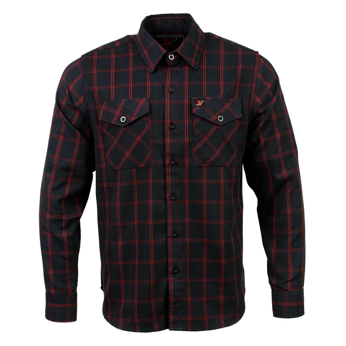 Milwaukee Leather MNG11665 Men's Black and Red Long Sleeve Cotton Flannel Shirt - Image 6