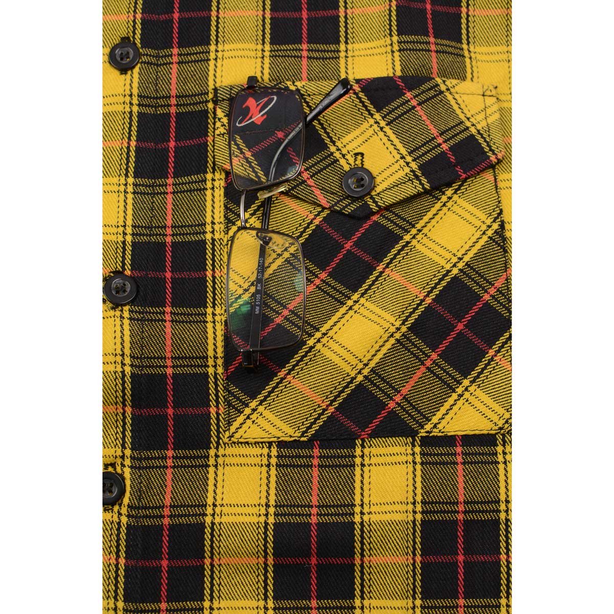Milwaukee Leather MNG11666 Men's Black and Red with Yellow Long Sleeve Cotton Flannel Shirt - Image 10