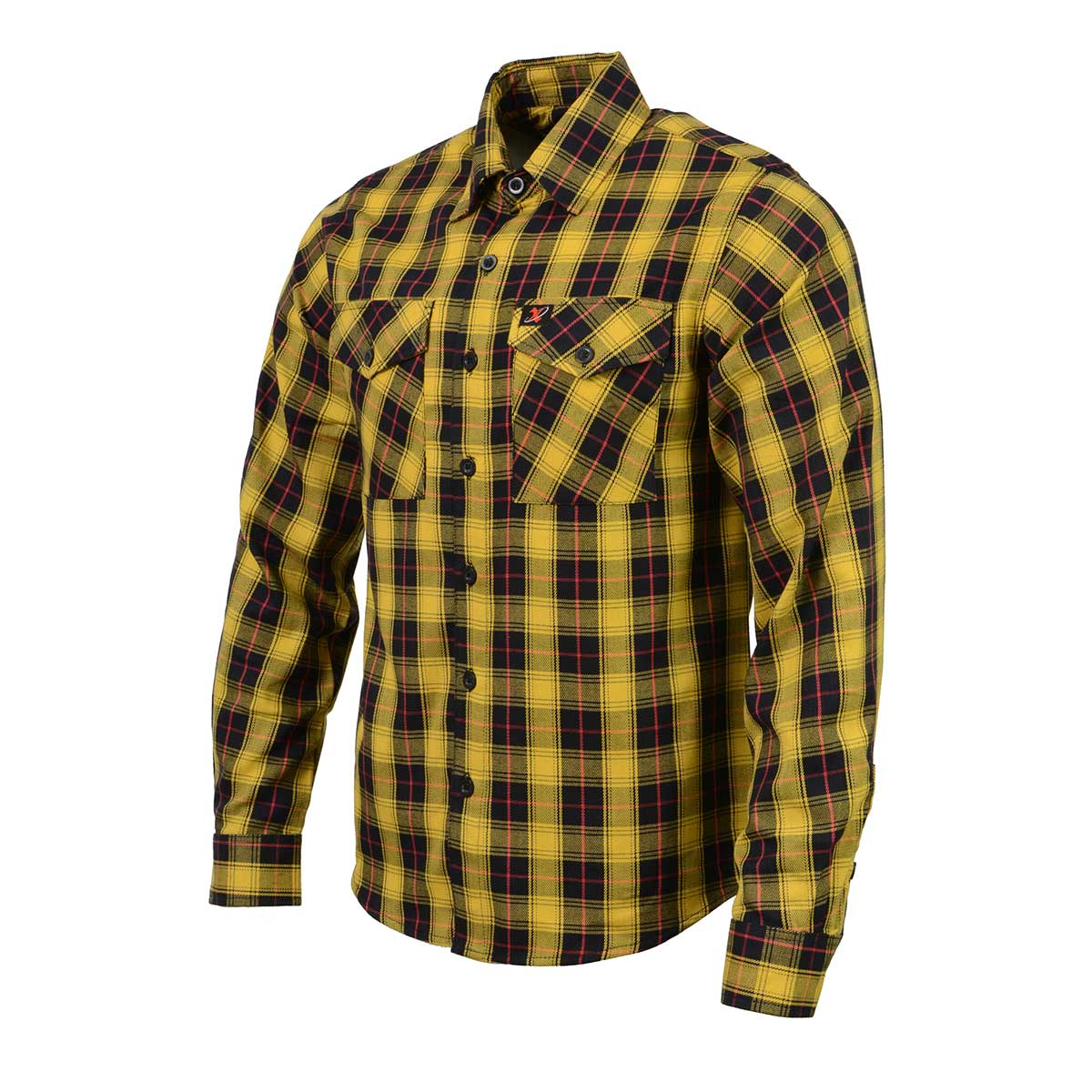 Milwaukee Leather MNG11666 Men's Black and Red with Yellow Long Sleeve Cotton Flannel Shirt - Image 5