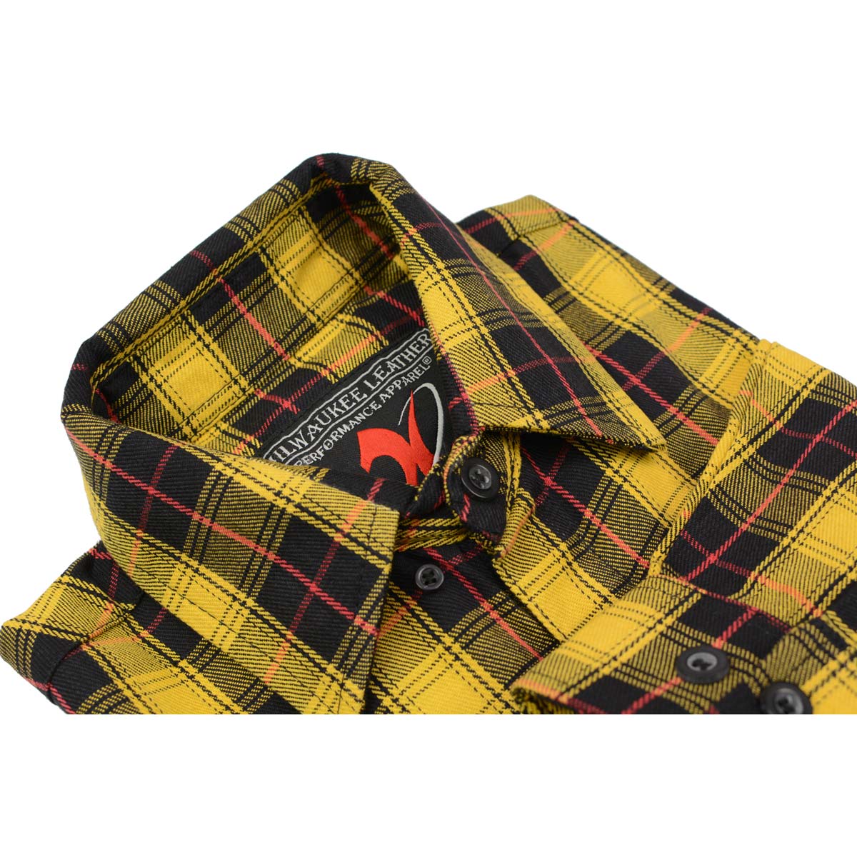 Milwaukee Leather MNG11666 Men's Black and Red with Yellow Long Sleeve Cotton Flannel Shirt - Image 8