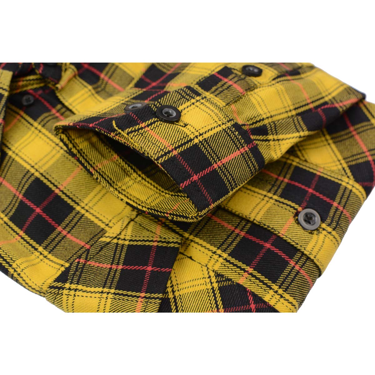Milwaukee Leather MNG11666 Men's Black and Red with Yellow Long Sleeve Cotton Flannel Shirt - Image 9