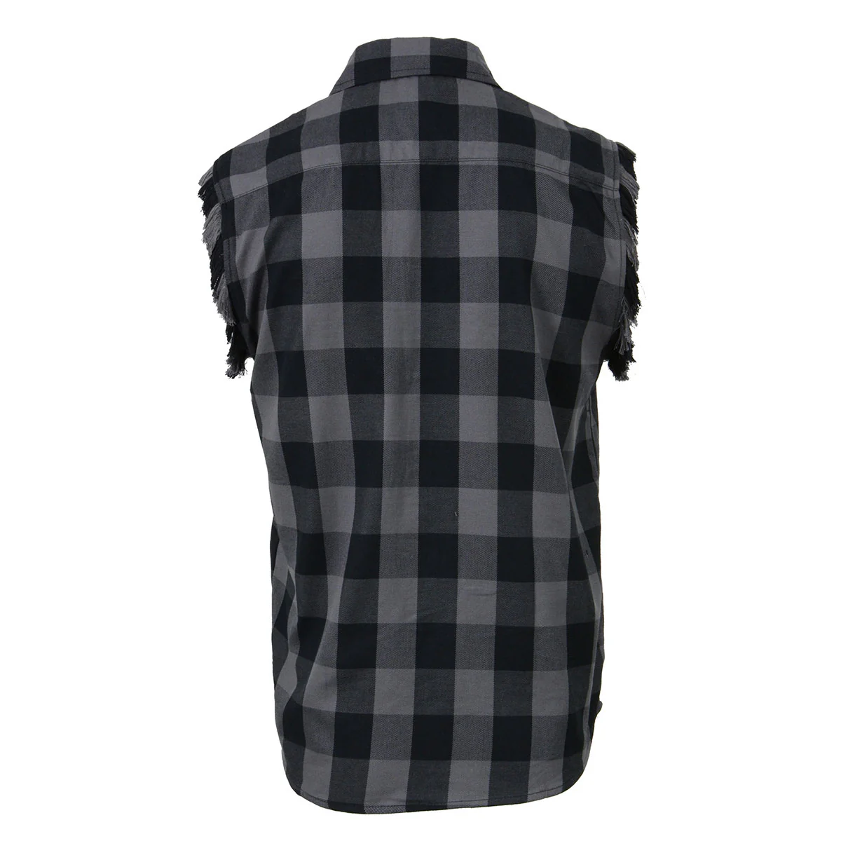 Milwaukee Leather MNG11689 Men’s Classic Black and Grey Button-Down Flannel Cut Off Frayed Sleeveless Casual Shirt - Image 11
