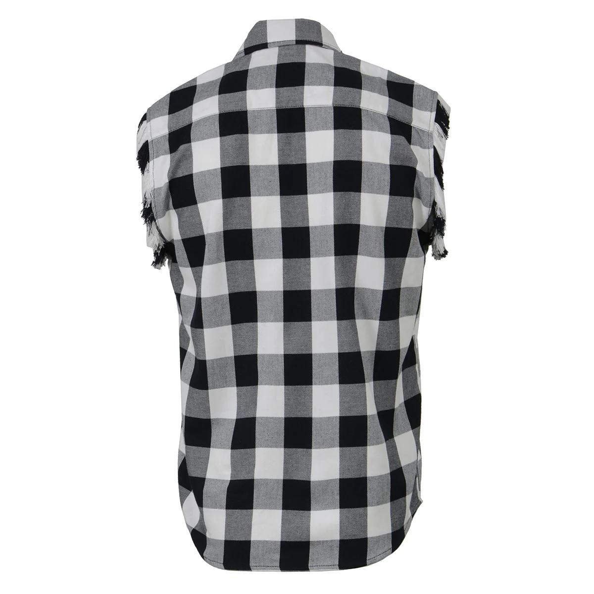 Milwaukee Leather MNG11690 Men’s Classic Black and White Button-Down Flannel Cut Off Frayed Sleeveless Casual Shirt - Image 10