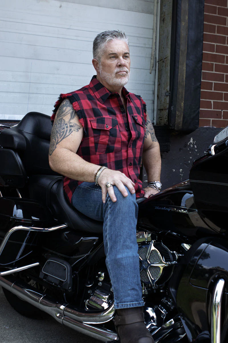 Milwaukee Leather MNG11692 Men’s Classic Black and Red Button-Down Flannel Cut Off Frayed Sleeveless Casual Shirt - Image 7