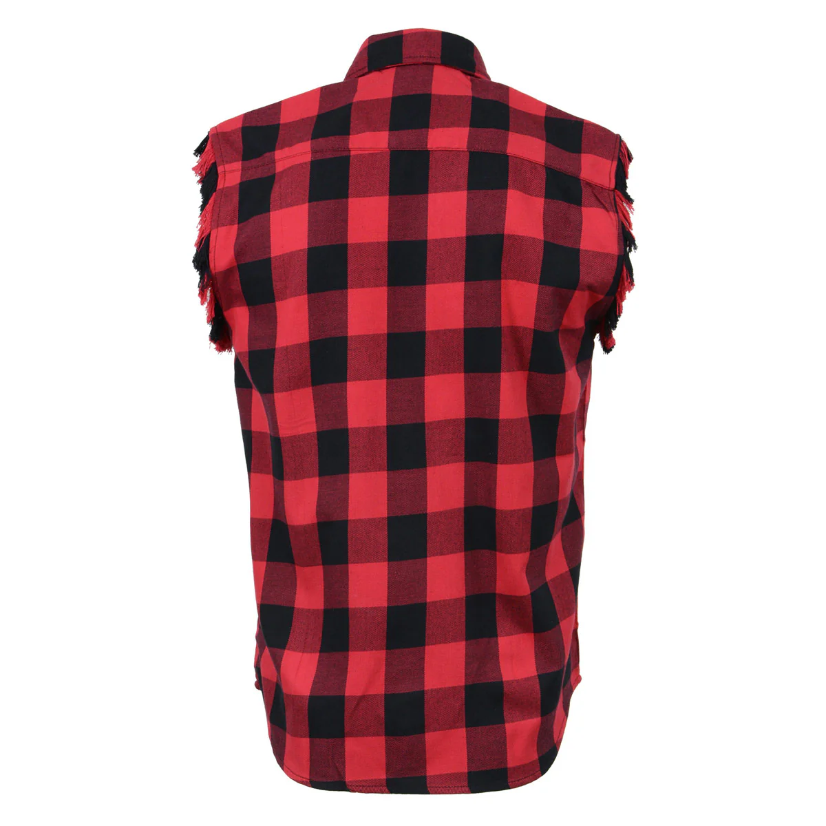 Milwaukee Leather MNG11692 Men’s Classic Black and Red Button-Down Flannel Cut Off Frayed Sleeveless Casual Shirt - Image 8
