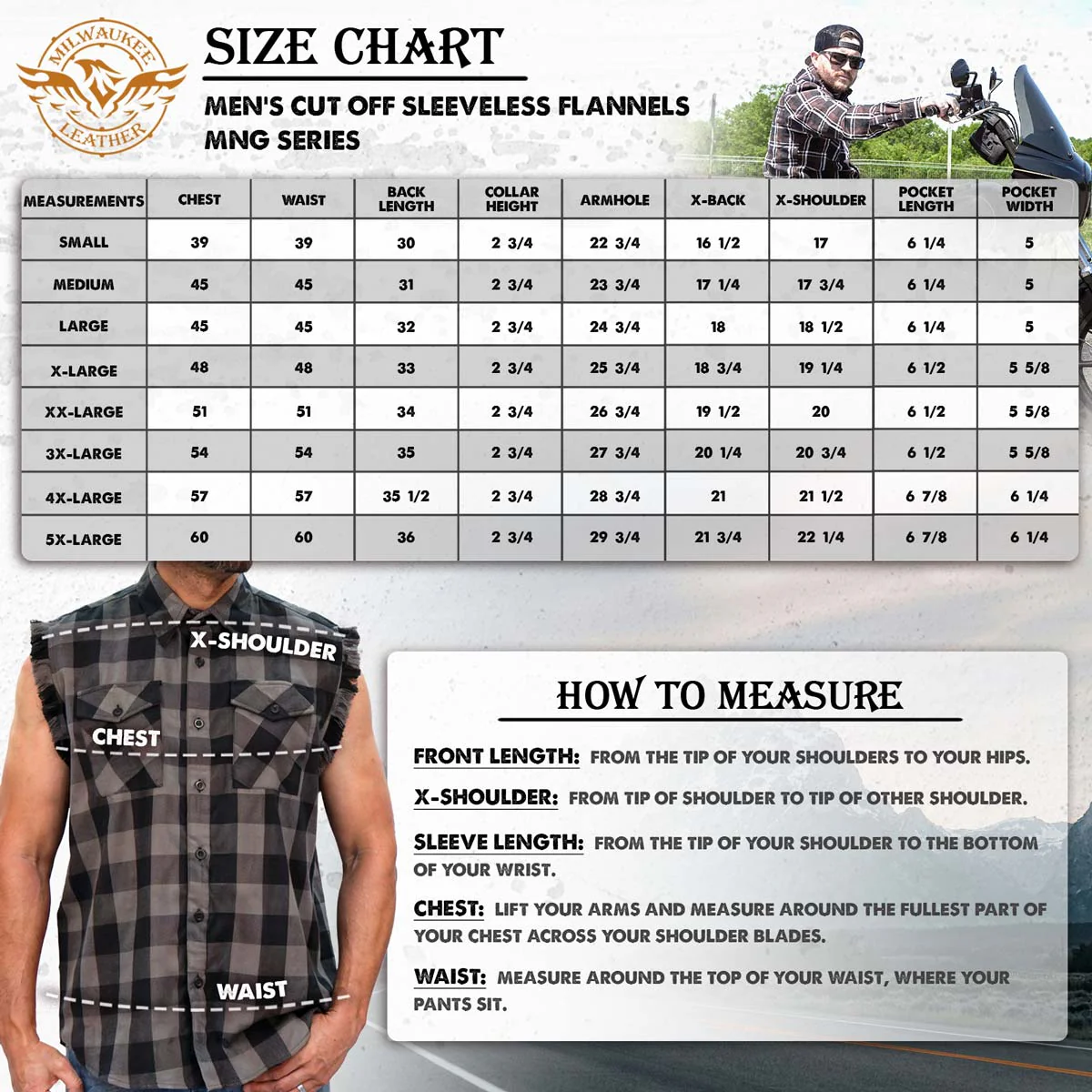 Milwaukee Leather MNG11693 Men’s Classic Black and Brown Button-Down Flannel Cut Off Frayed Sleeveless Casual Shirt - Image 3