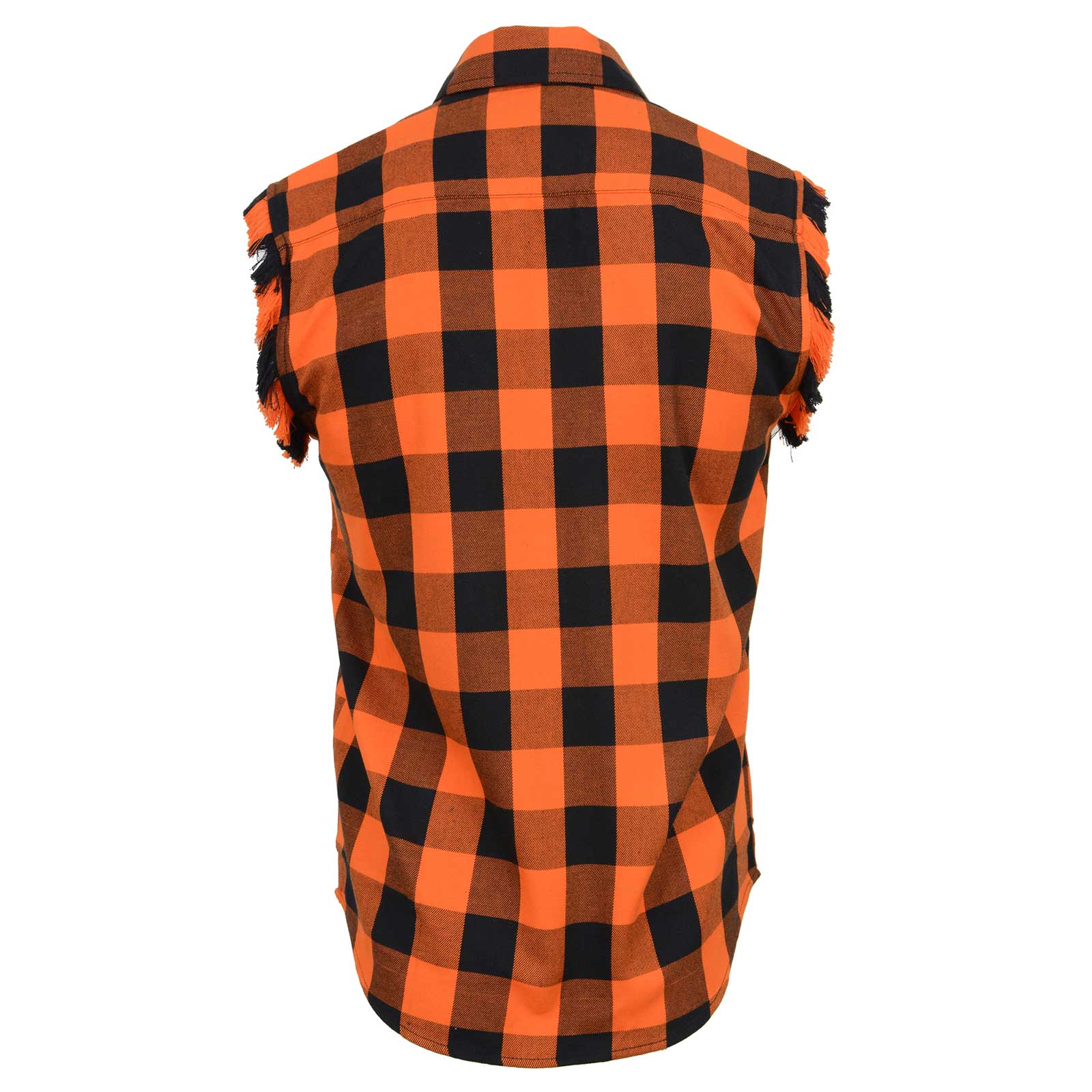 Milwaukee Leather MNG11698 Men’s Classic Black and Orange Button-Down Flannel Cut Off Frayed Sleeveless Casual Shirt - Image 9