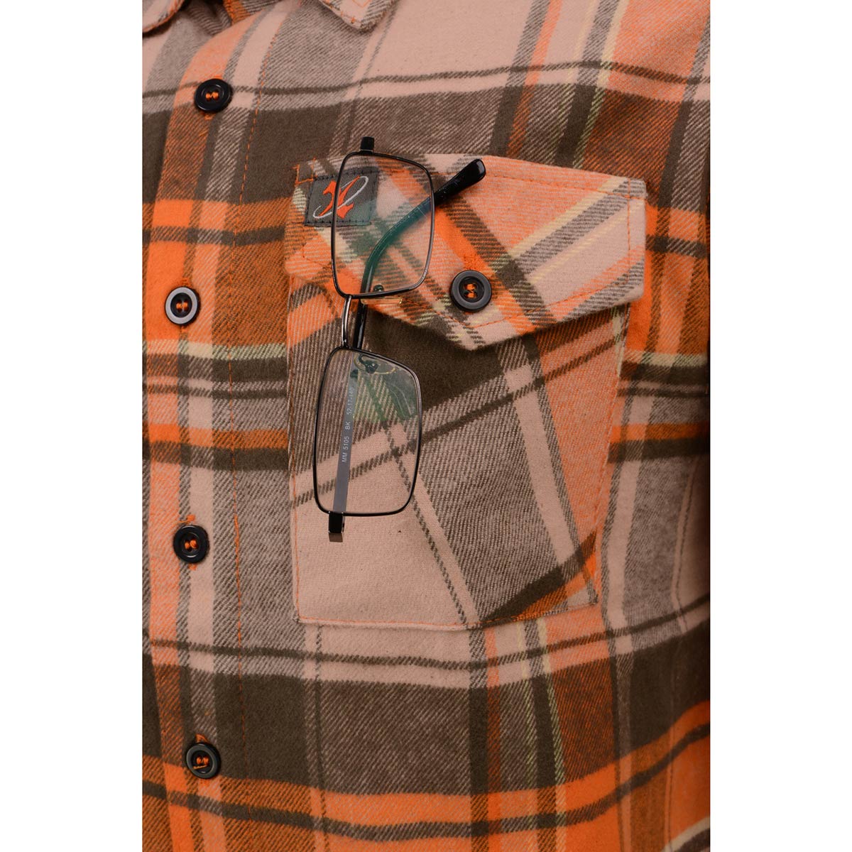 Milwaukee Leather Men's 'Wild One' Brown/Orange Long Sleeve 10.5-Oz Heavy Duty-Cotton Flannel Shirt MNG11701 - Image 8