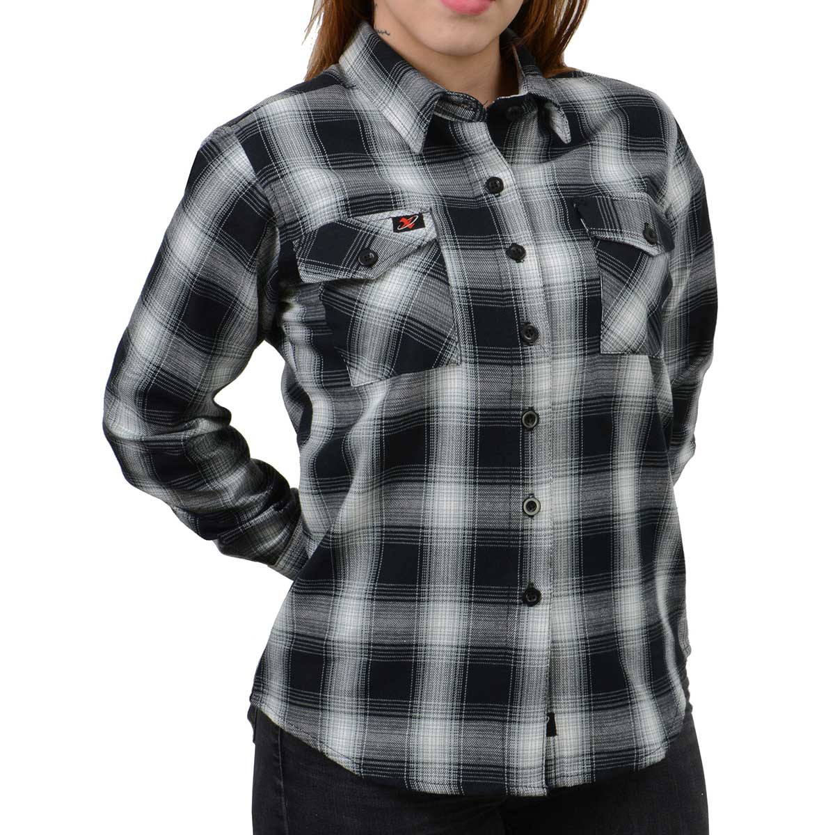 Milwaukee Leather MNG21611 Women's Black and White Long Sleeve Cotton Flannel Shirt - Image 10