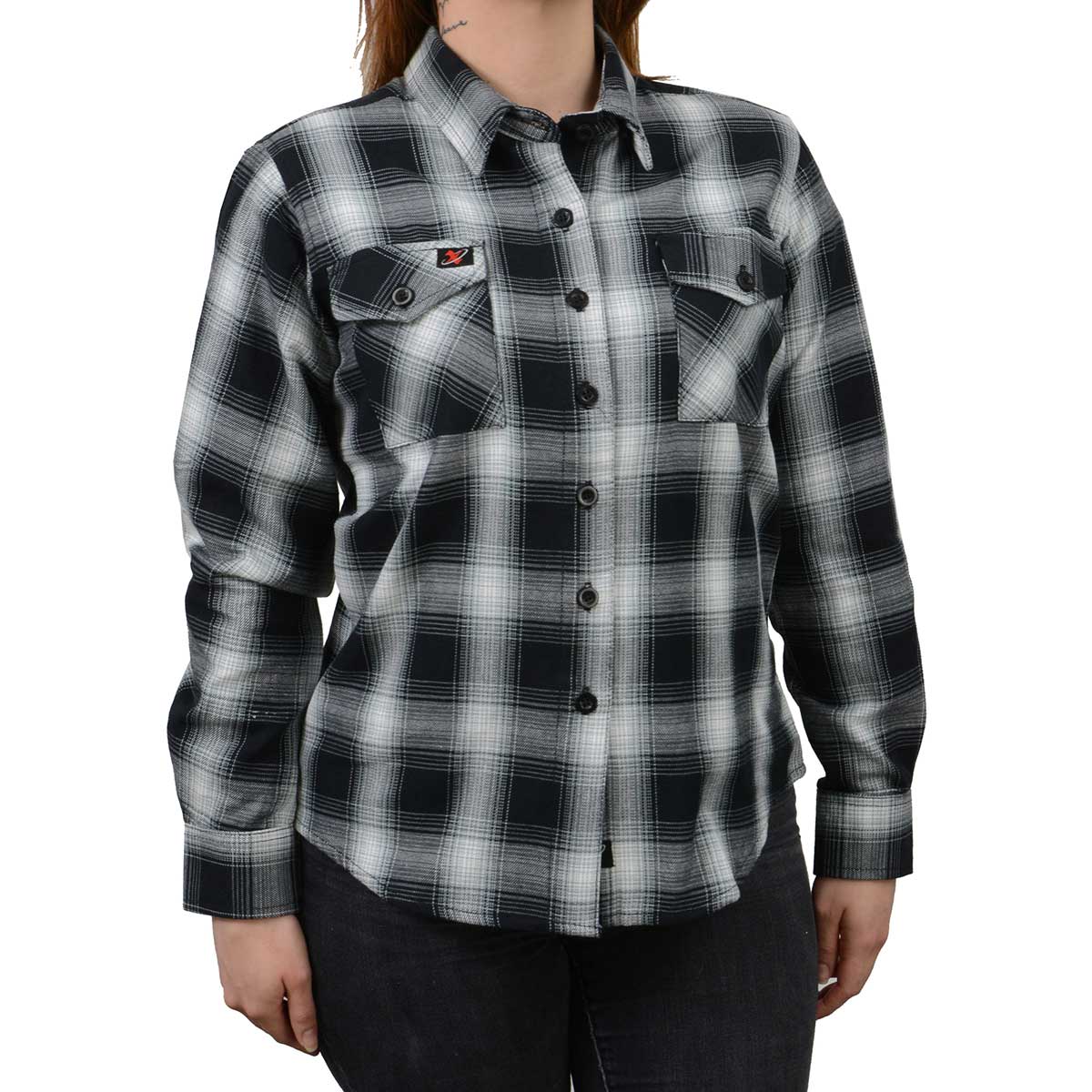 Milwaukee Leather MNG21611 Women's Black and White Long Sleeve Cotton Flannel Shirt - Image 11