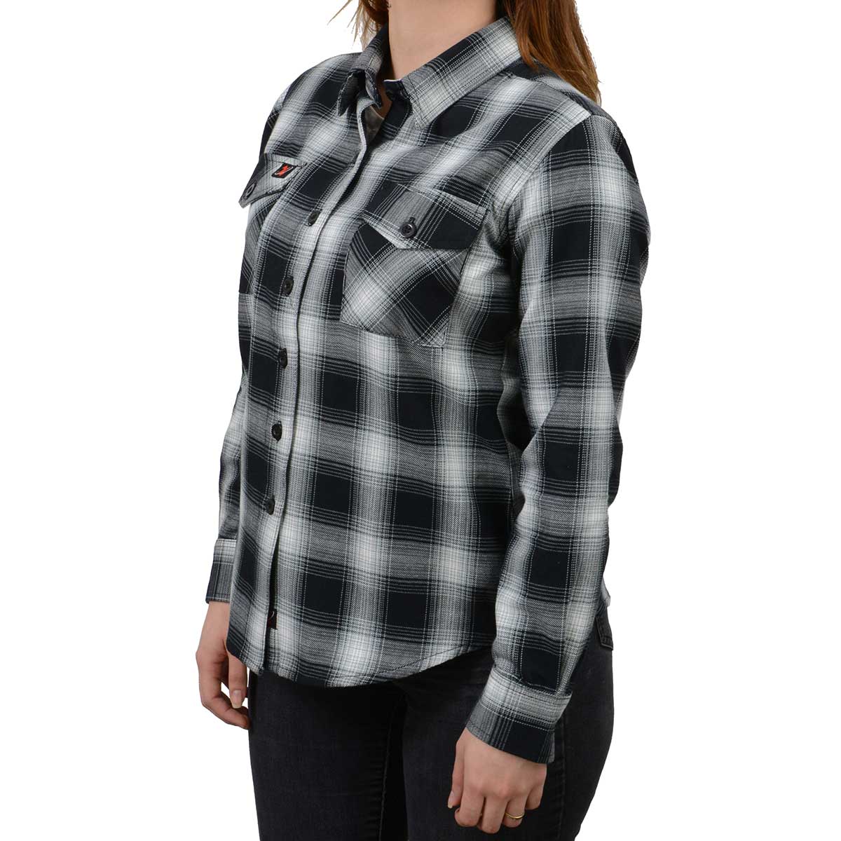Milwaukee Leather MNG21611 Women's Black and White Long Sleeve Cotton Flannel Shirt - Image 12