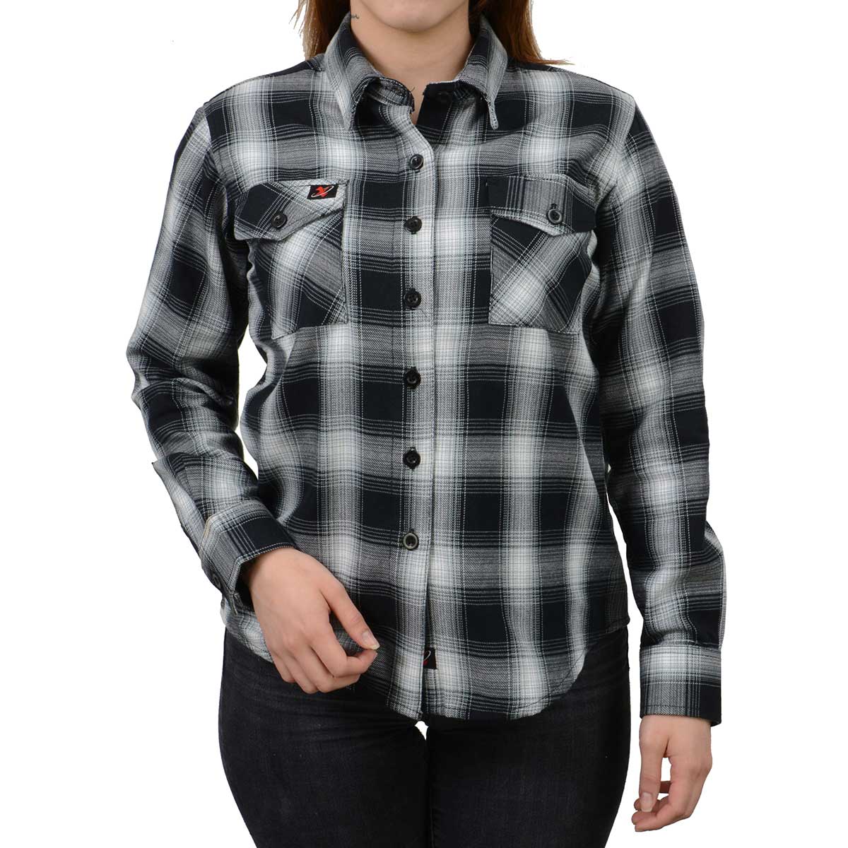 Milwaukee Leather MNG21611 Women's Black and White Long Sleeve Cotton Flannel Shirt - Image 13
