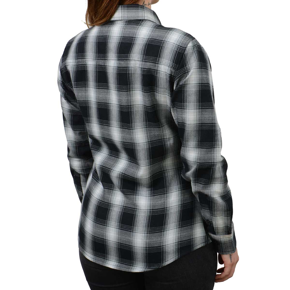 Milwaukee Leather MNG21611 Women's Black and White Long Sleeve Cotton Flannel Shirt - Image 9