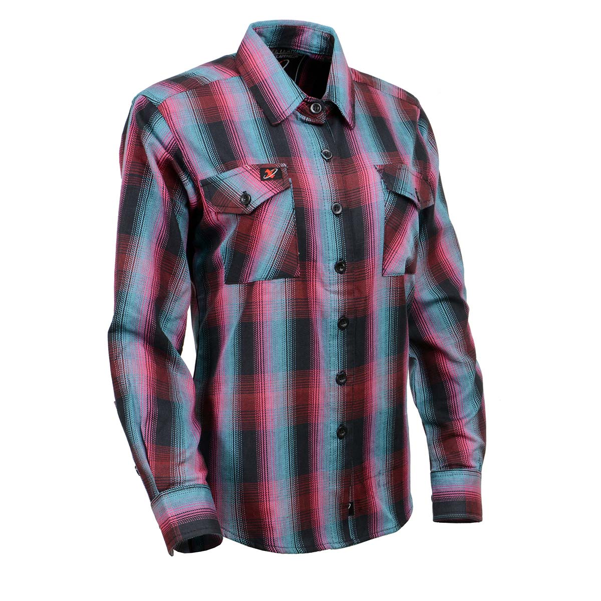 Milwaukee Leather MNG21612 Women's Black and Pink with Blue Long Sleeve Cotton Flannel Shirt - Image 12
