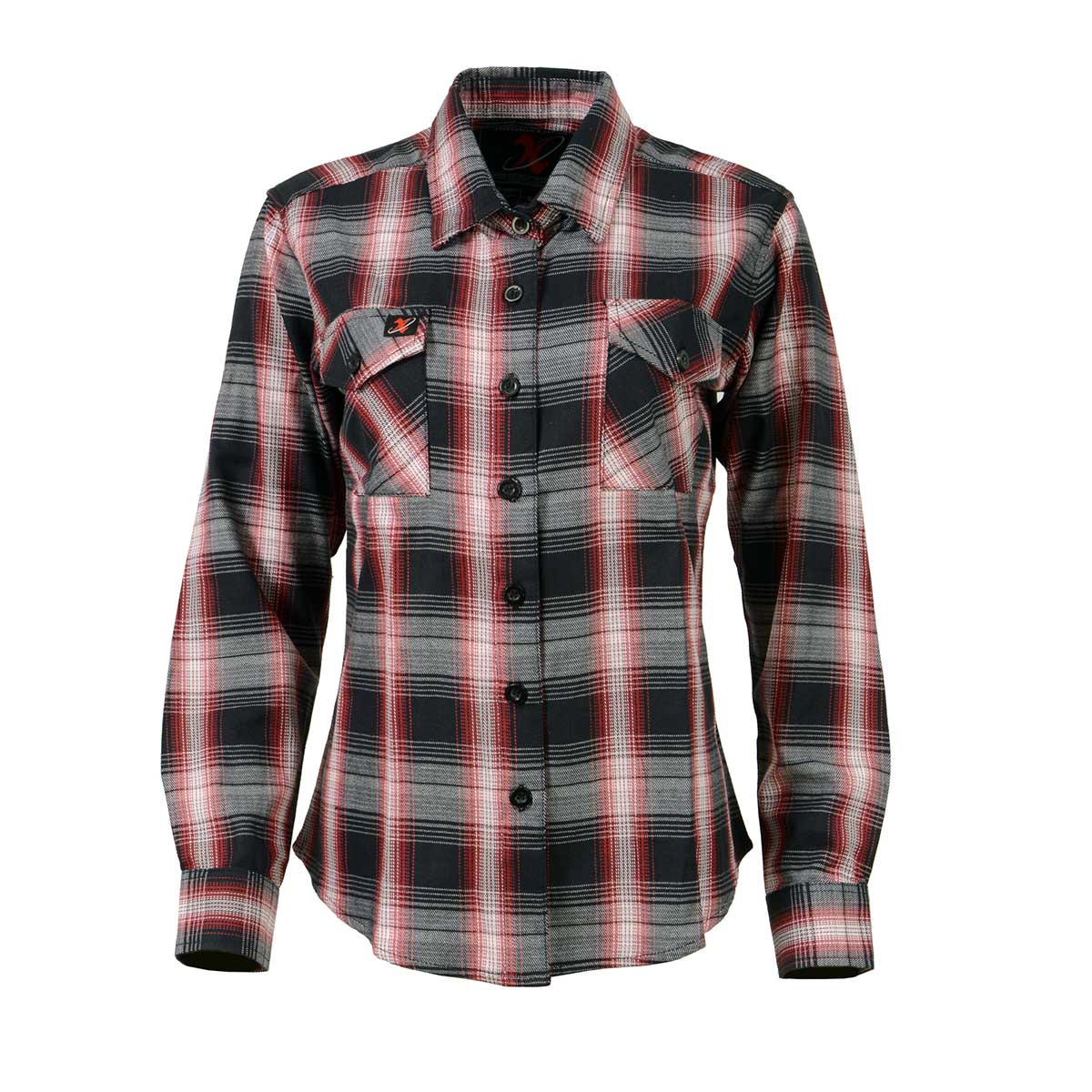 Milwaukee Leather MNG21613 Women's Black and Red with White Long Sleeve Cotton Flannel Shirt - Image 13