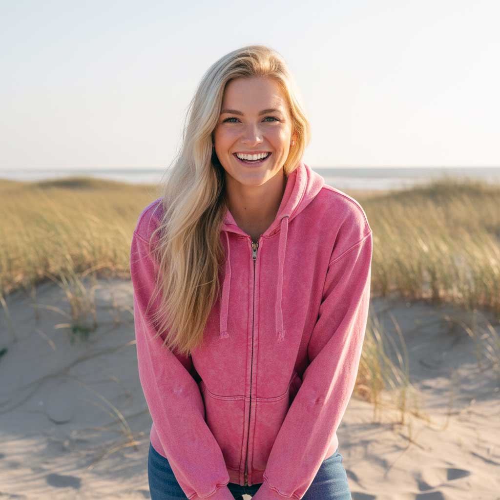 Milwaukee Leather MNG21620 Women's Distressed Pink Sweatshirt Full Zip Up Long Sleeve Casual Hoodie - with Pocket - Image 4