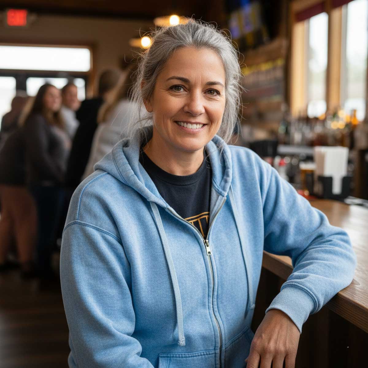 Milwaukee Leather MNG21621 Women's Distressed Blue Sweatshirt Full Zip Up Long Sleeve Casual Hoodie - with Pocket - Image 4