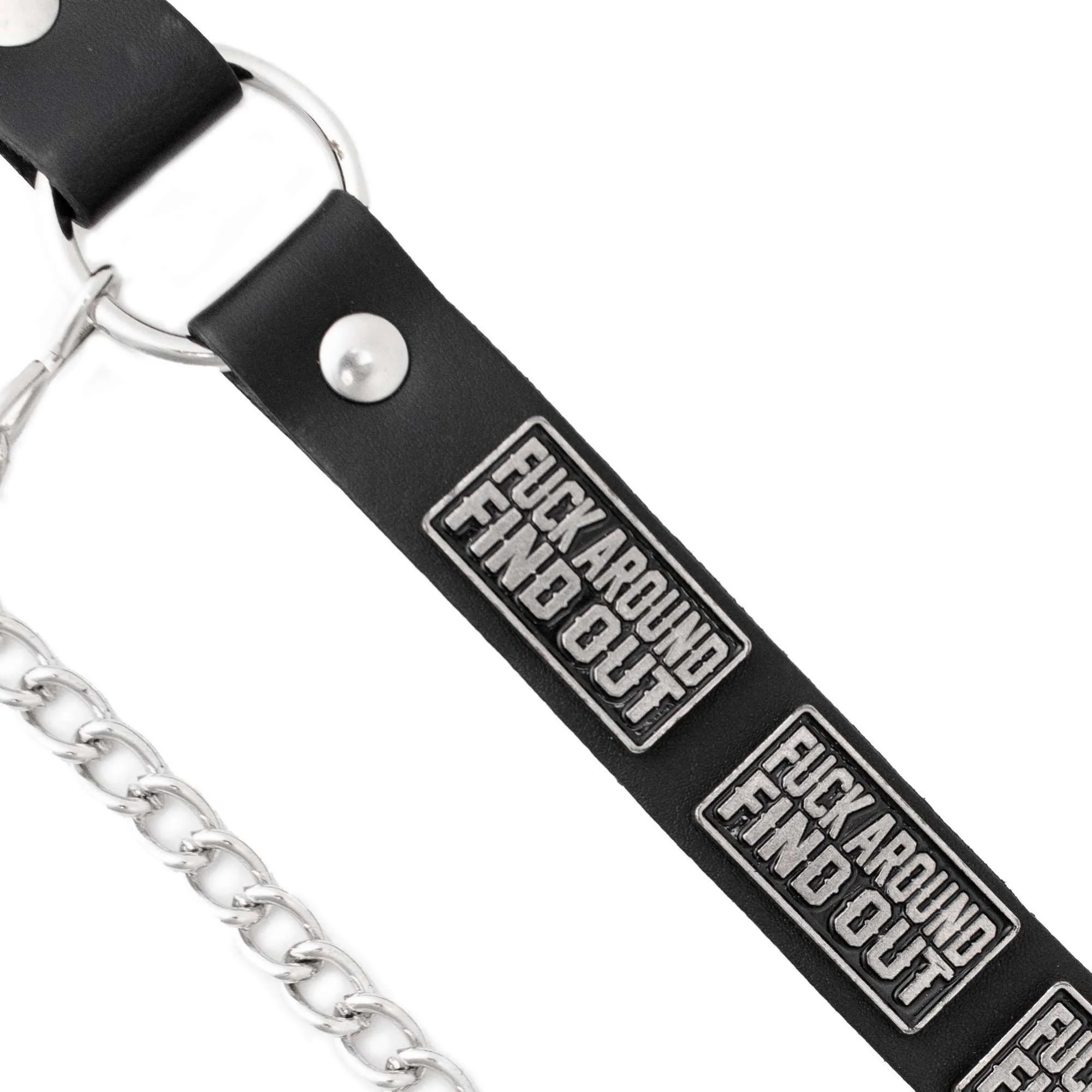Milwaukee Leather Motorcycle Boot Chain – Silver Chain & Buckle, F‑Around – Find Out Text Accent - ML3009 - Image 3