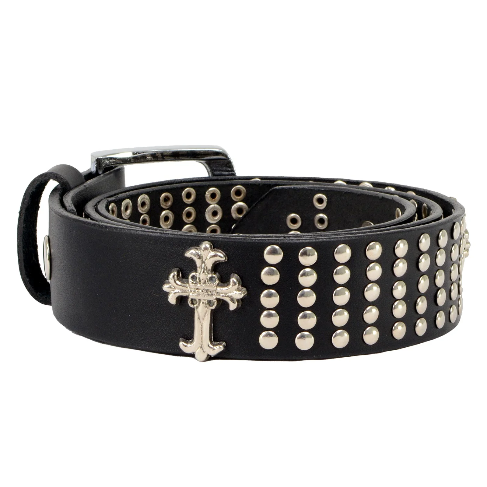 Milwaukee Leather MP7101 Men's Cross and Stud Black Genuine Leather Biker Belt with Interchangeable Buckle - Image 7