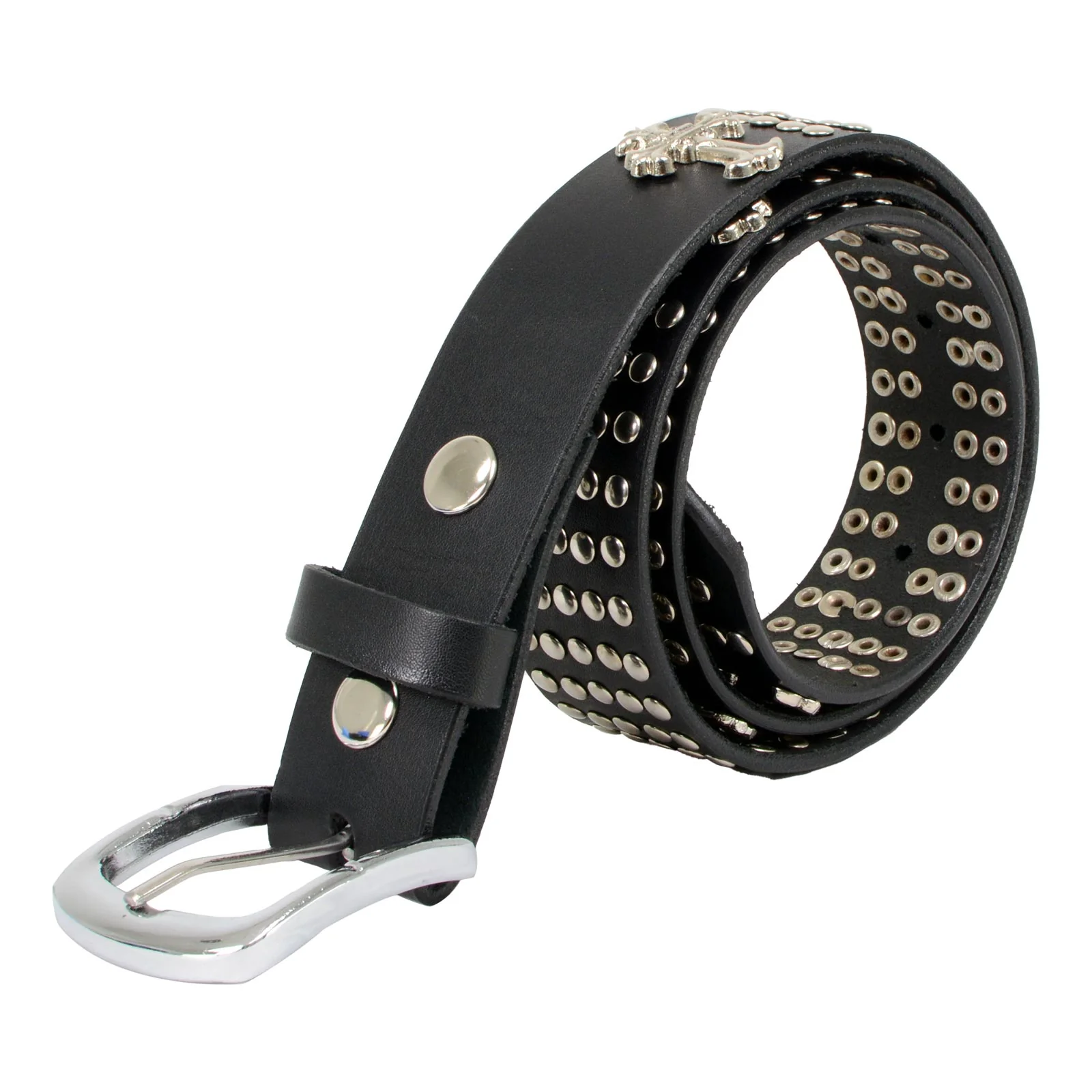 Milwaukee Leather MP7101 Men's Cross and Stud Black Genuine Leather Biker Belt with Interchangeable Buckle - Image 9