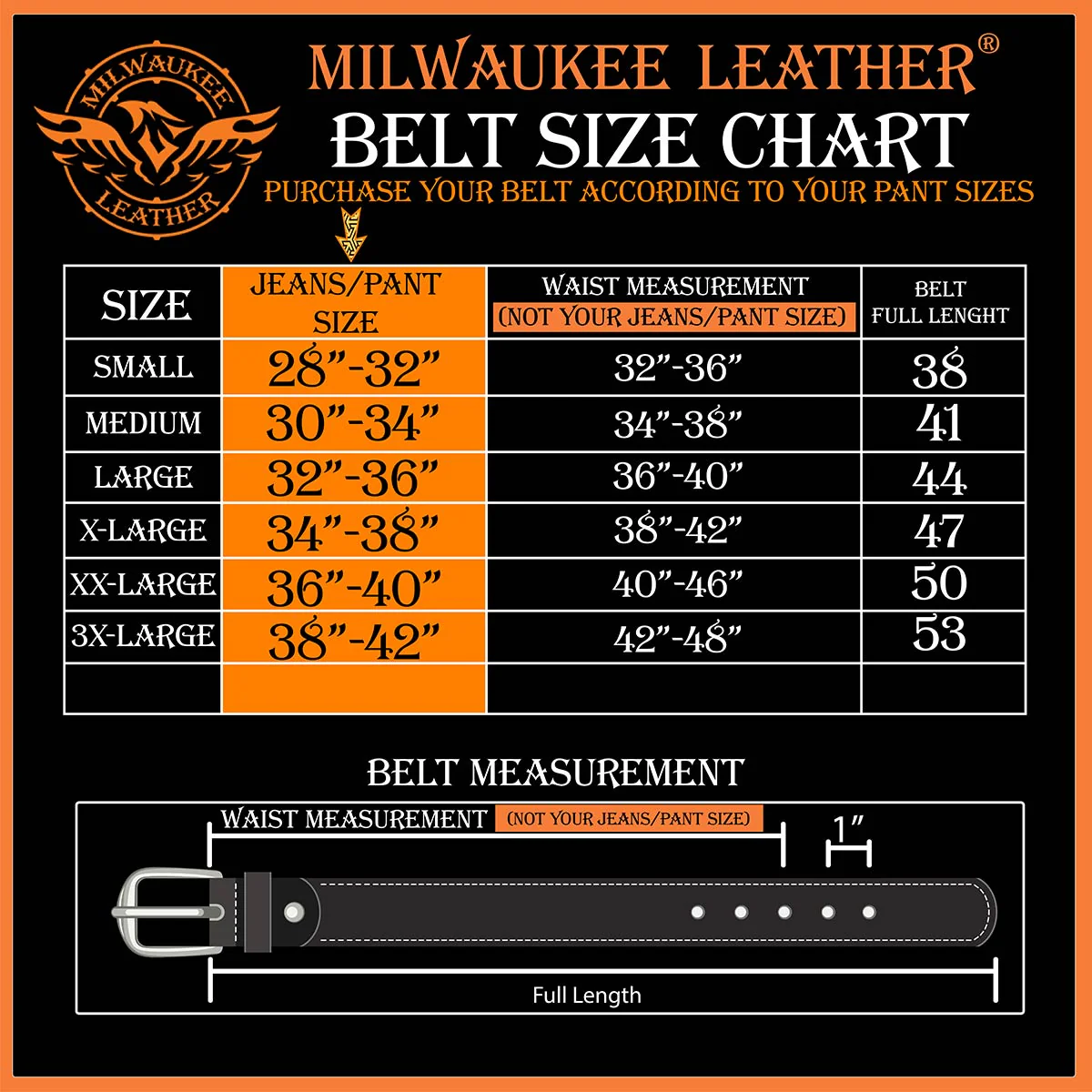 Milwaukee Leather MP7103 Men's Black Studs and Skulls Genuine Leather Belt with Buckle - 1.5 inches Wide - Image 3