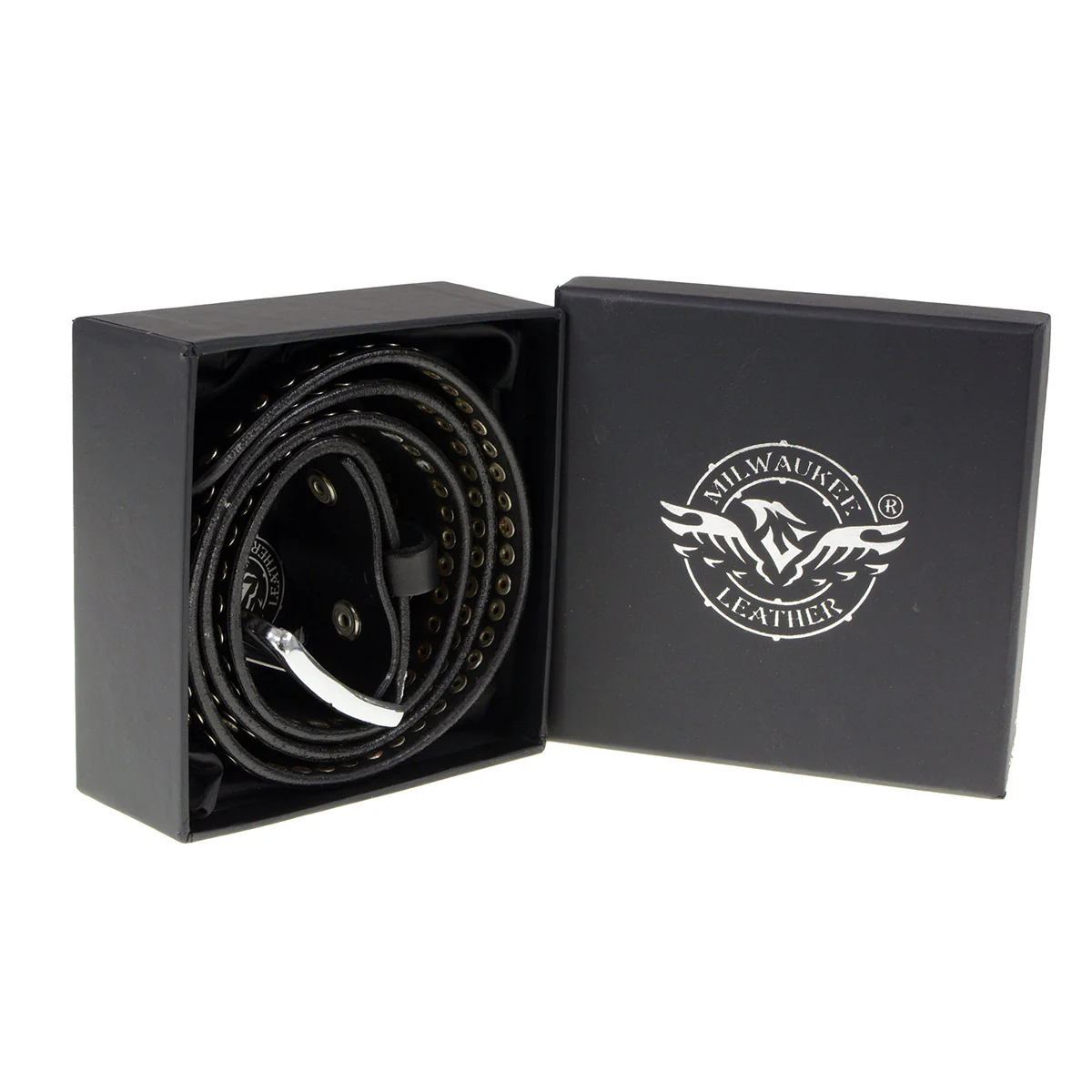 Milwaukee Leather MP7103 Men's Black Studs and Skulls Genuine Leather Belt with Buckle - 1.5 inches Wide - Image 4