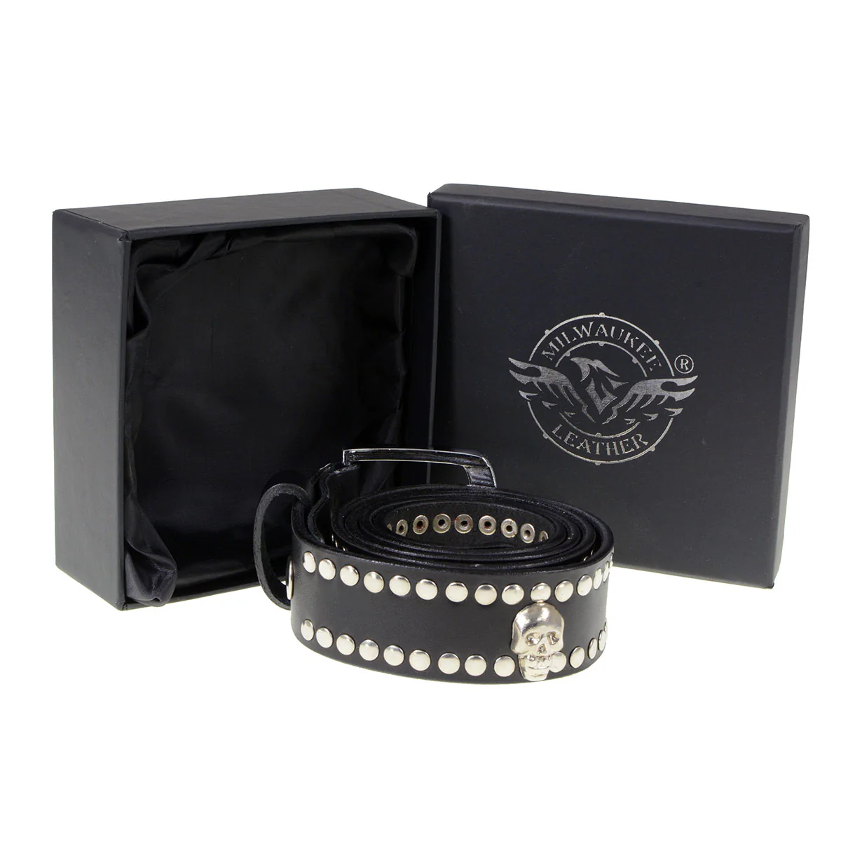 Milwaukee Leather MP7103 Men's Black Studs and Skulls Genuine Leather Belt with Buckle - 1.5 inches Wide - Image 5