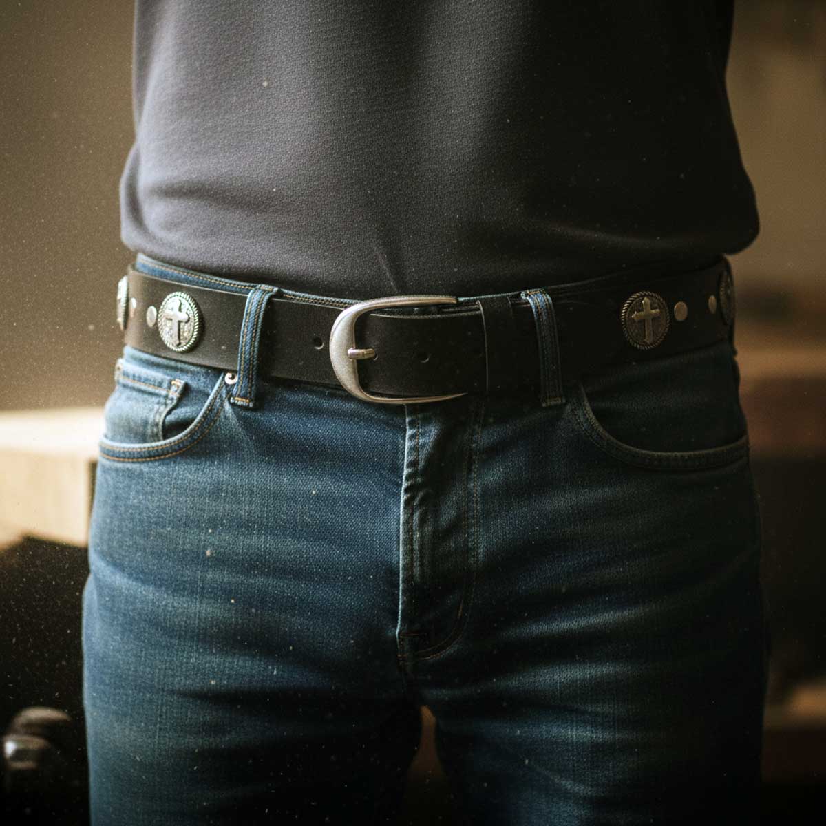 Milwaukee Leather MP7108 Men's Don't Thread On Me Black Leather Belt w/ Interchangeable Buckle - 1.5 inches Wide - Image 12