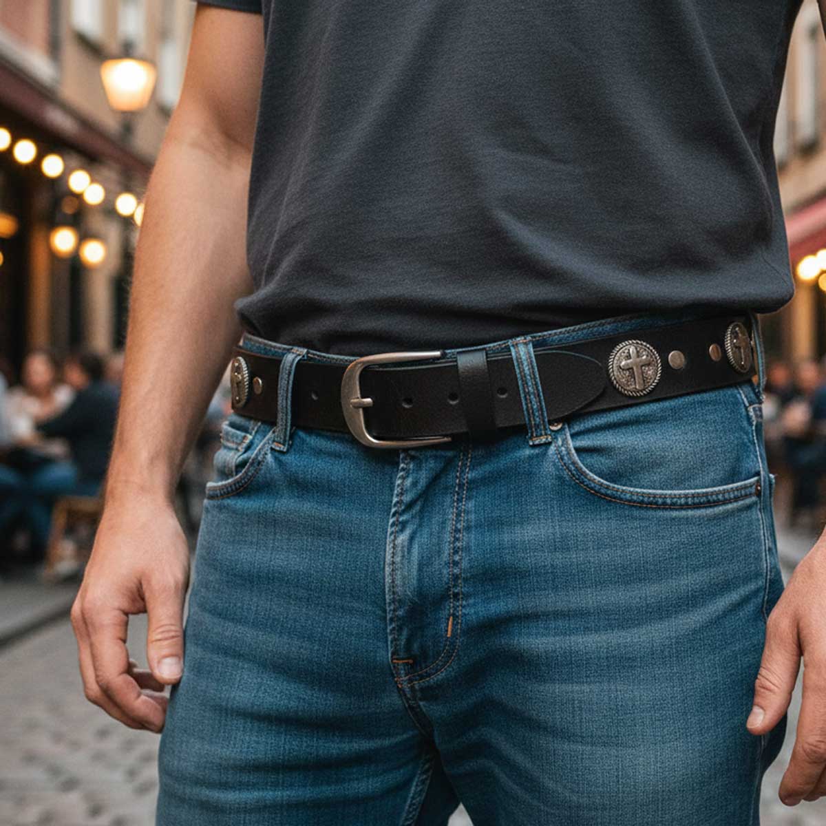 Milwaukee Leather MP7108 Men's Don't Thread On Me Black Leather Belt w/ Interchangeable Buckle - 1.5 inches Wide - Image 13