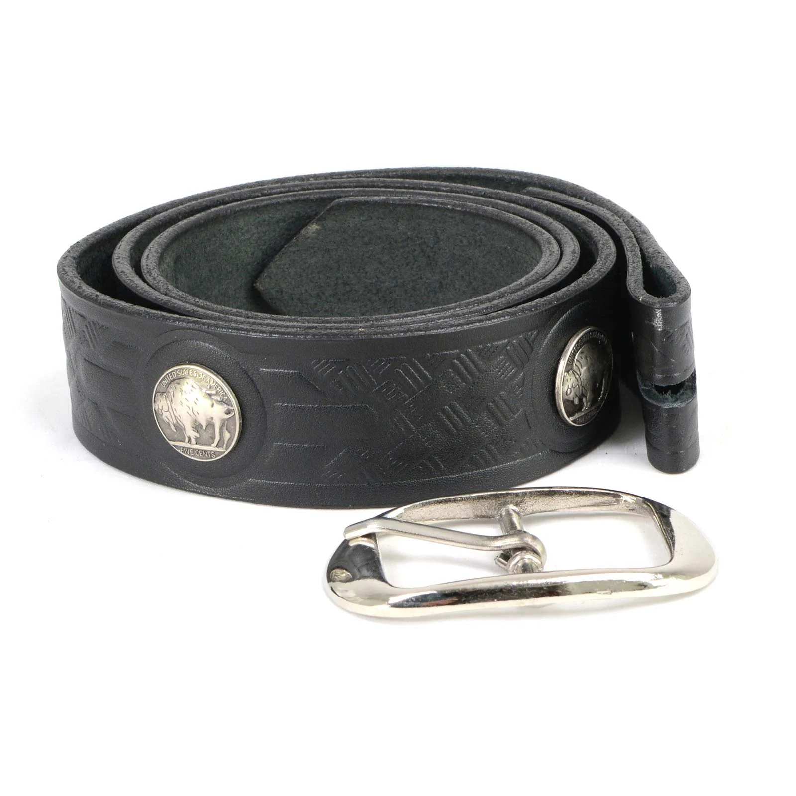 Milwaukee Leather MP7123 Men's Cross Hatch & 5 Cent Buffalo-Black Leather Belt w/ Interchangeable Buckle-1.5 In Wide - Image 10