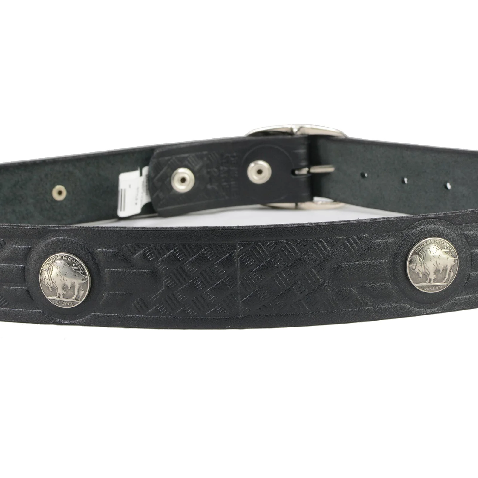 Milwaukee Leather MP7123 Men's Cross Hatch & 5 Cent Buffalo-Black Leather Belt w/ Interchangeable Buckle-1.5 In Wide - Image 5