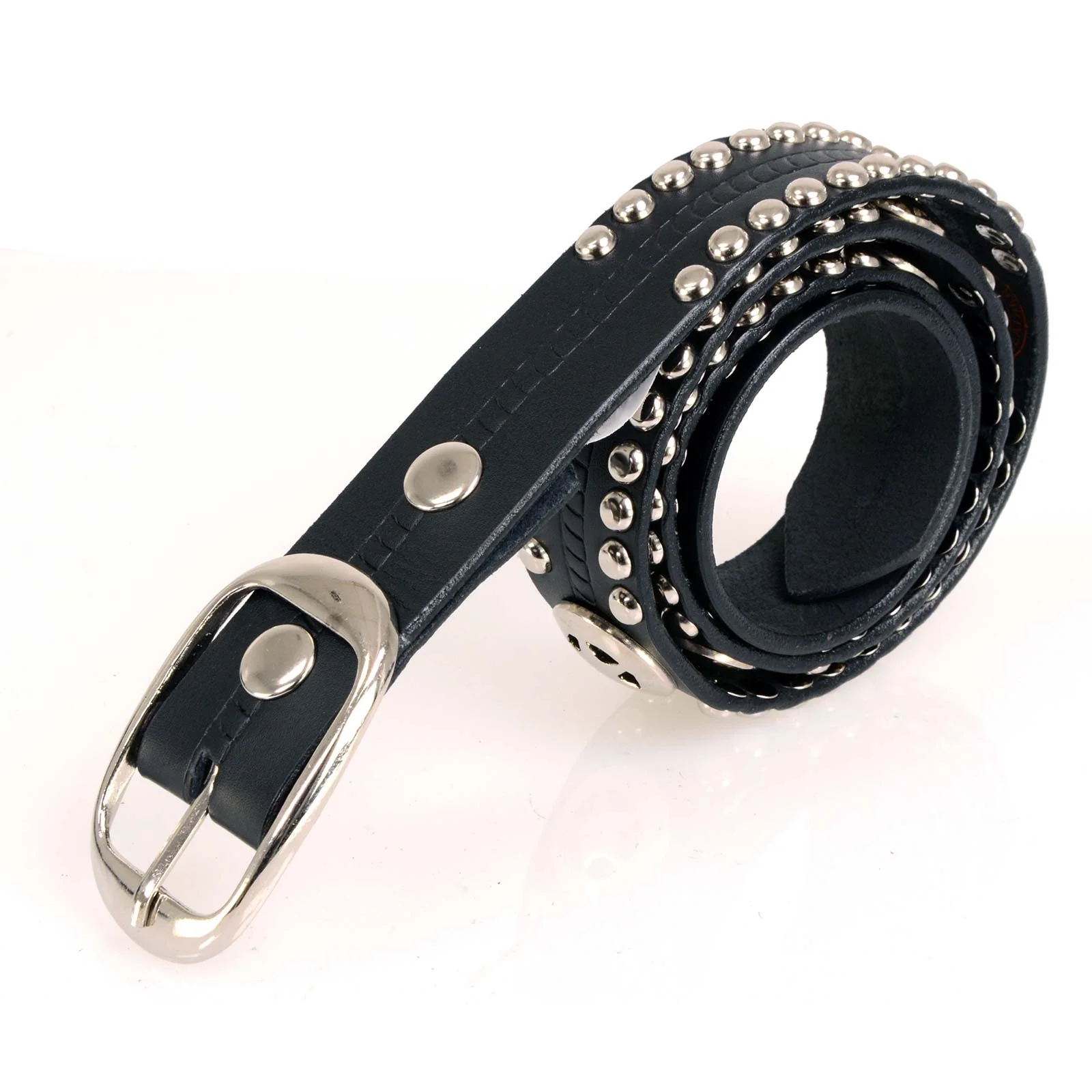 Milwaukee Leather MP7131 Men's Chrome Studded & Star Emblem Black Leather Belt w/ Interchangeable Buckle -1.5 in Wide - Image 9