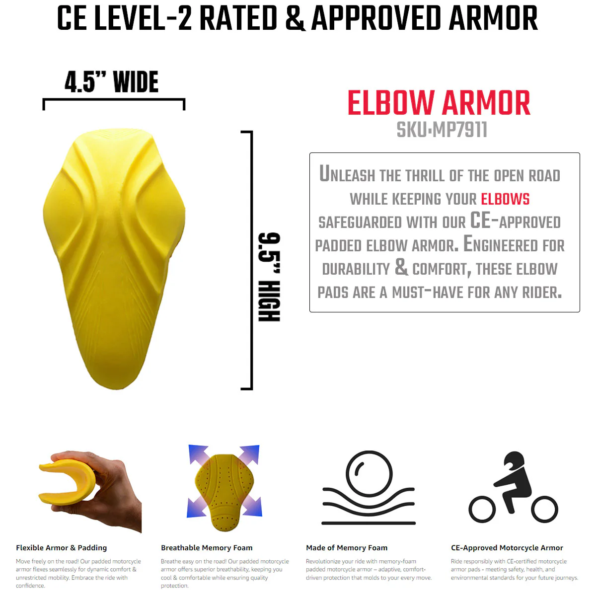 Milwaukee Leather MP7911 CE-Approved Motorcycle Armor for ELBOW | Replacement Armor for Motorcycle Jackets - Image 2