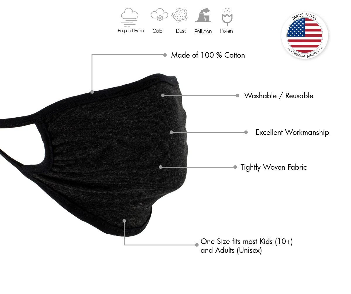 Milwaukee Leather MP7924FM 'Black and Grey' USA Made 100 % Cotton Protective Face Mask - Image 2
