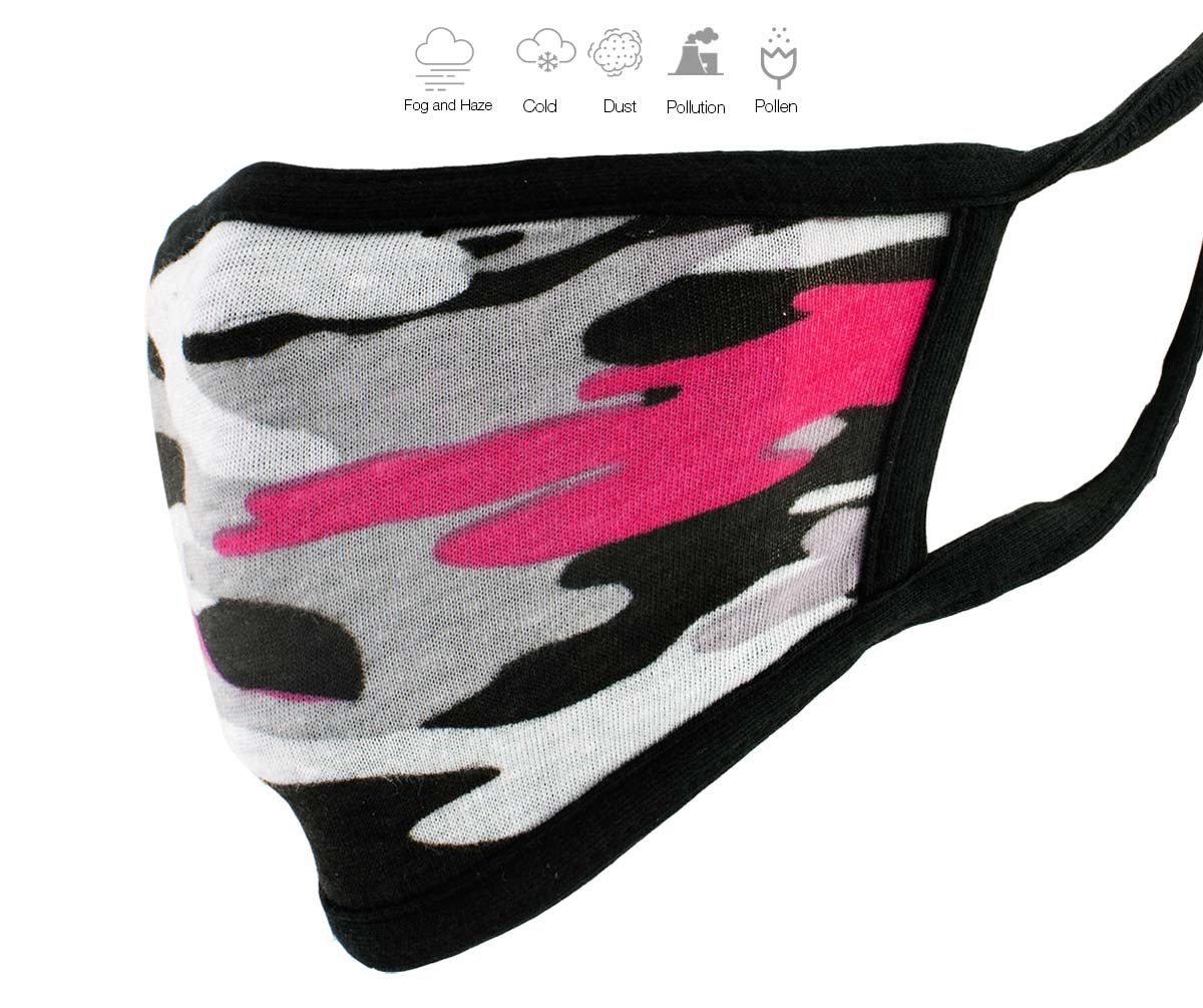 Milwaukee Leather MP7924FM Ladies 'Camouflage Pink' 100 % Cotton Protective Face Mask with Optional Filter Pocket - Image 3