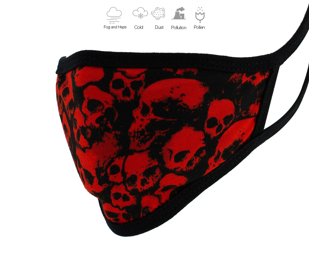 Milwaukee Leather MP7928FM 'Red Skulls' 100 % Cotton Protective Face Mask with Optional Filter Pocket - Image 3