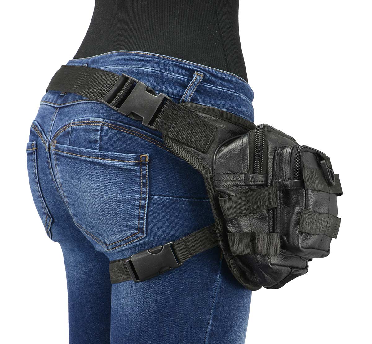 Milwaukee Leather MP8840 Black Leather Conceal and Carry Tactical Thigh Bag with Waist Belt - Image 3