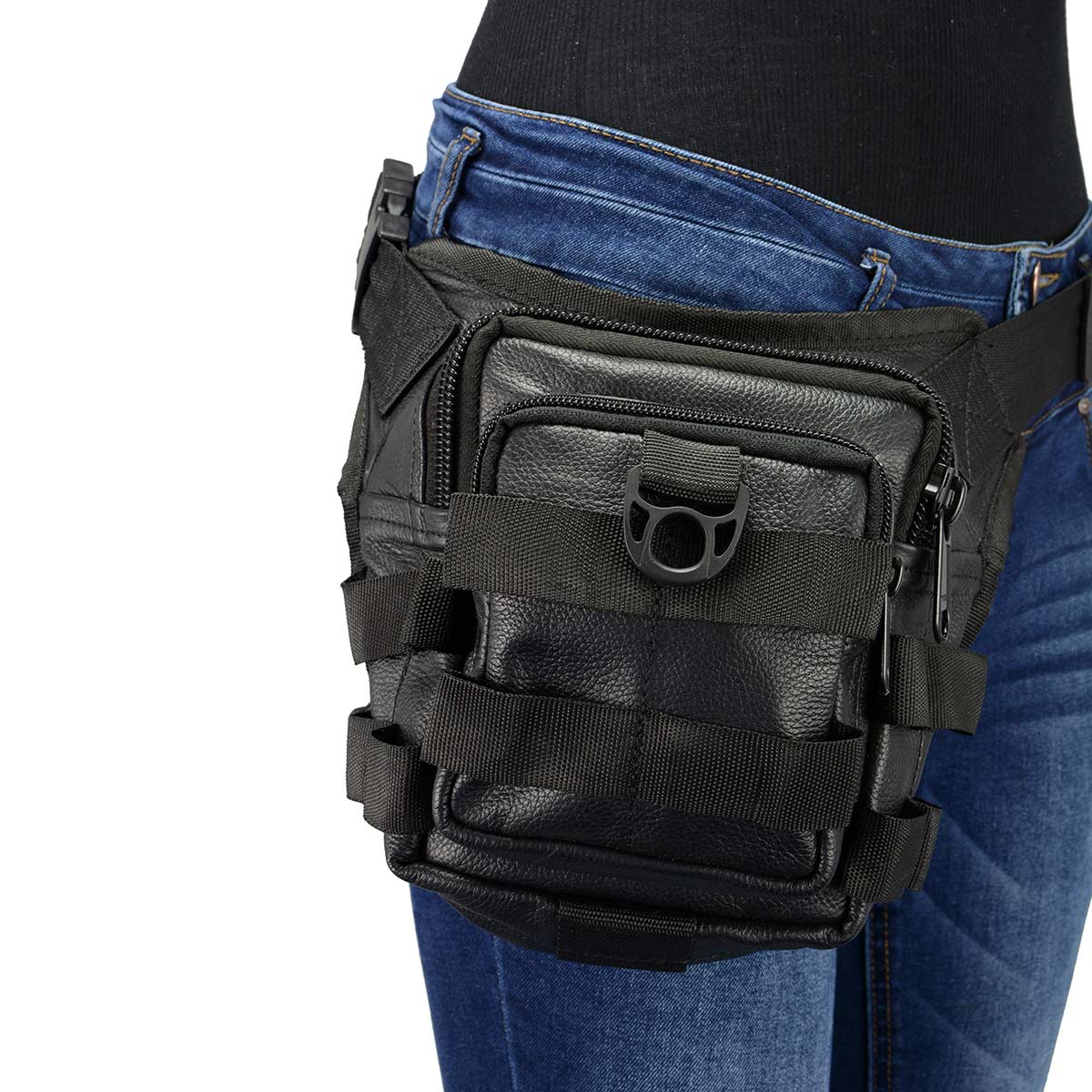 Milwaukee Leather MP8840 Black Leather Conceal and Carry Tactical Thigh Bag with Waist Belt - Image 4