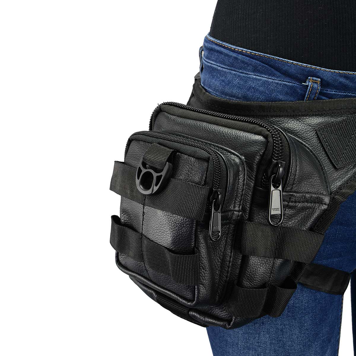 Milwaukee Leather MP8840 Black Leather Conceal and Carry Tactical Thigh Bag with Waist Belt - Image 5