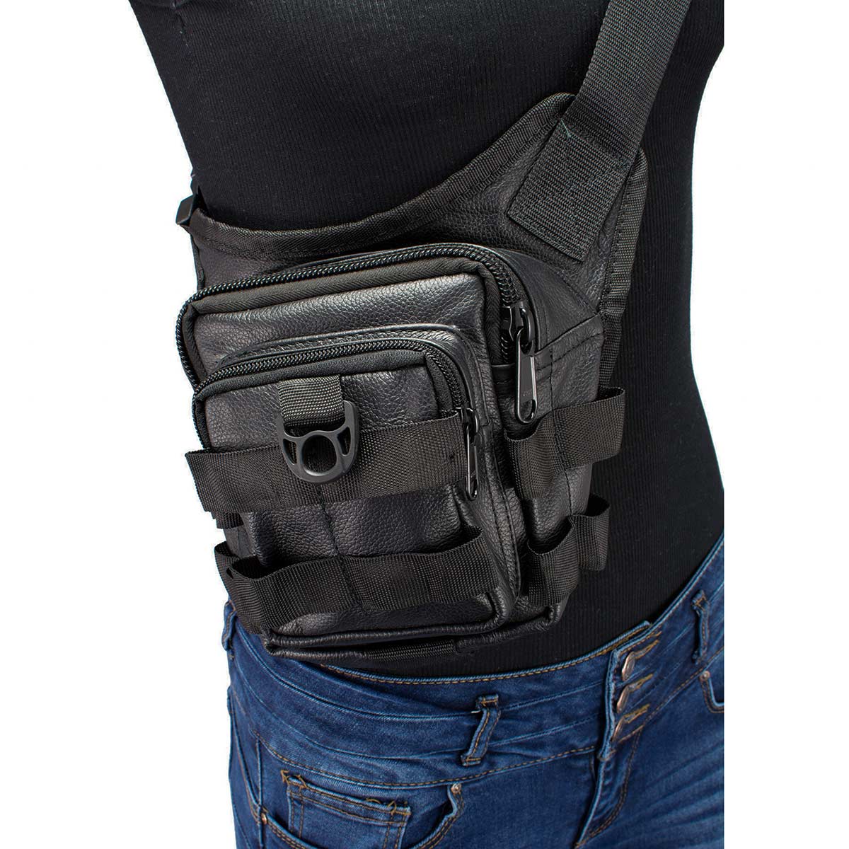 Milwaukee Leather MP8840 Black Leather Conceal and Carry Tactical Thigh Bag with Waist Belt - Image 6