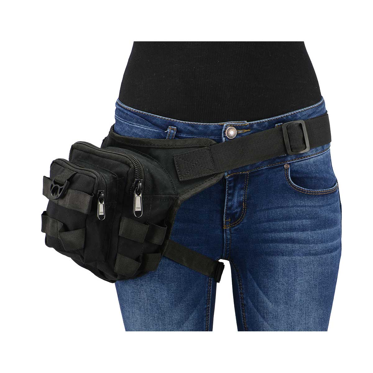 Milwaukee Leather MP8841 Black Textile Conceal and Carry Tactical Thigh Bag with Waist Belt - Image 2