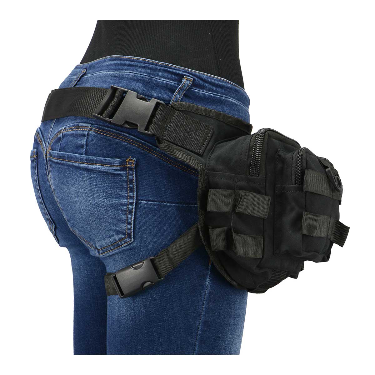 Milwaukee Leather MP8841 Black Textile Conceal and Carry Tactical Thigh Bag with Waist Belt - Image 3