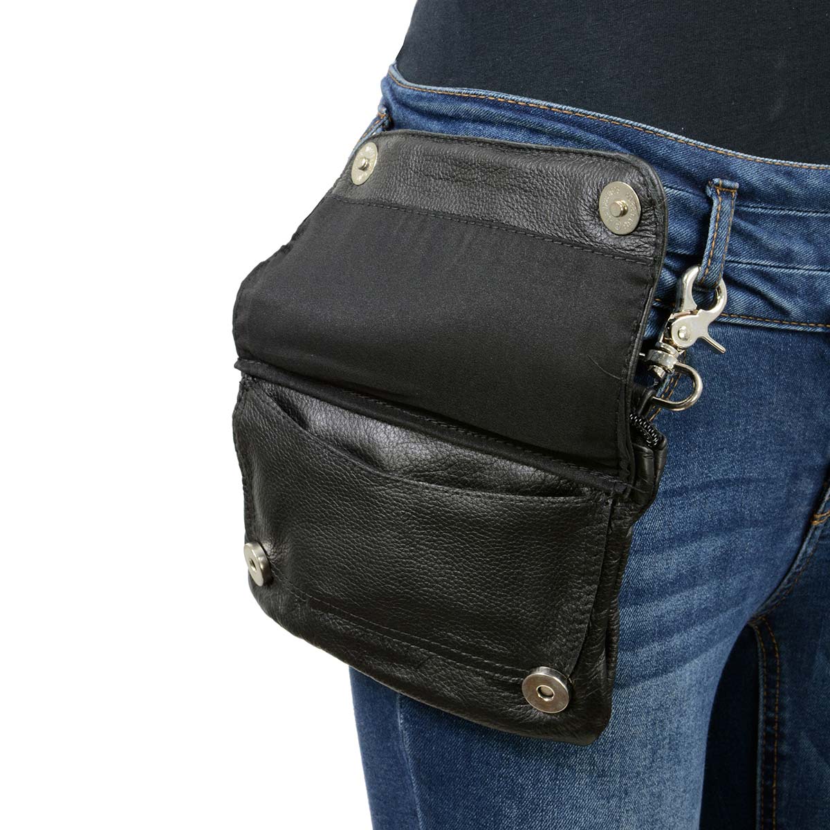 Milwaukee Leather MP8855 Women's Black Leather 'Studded' Hip Belt Bag - Image 2