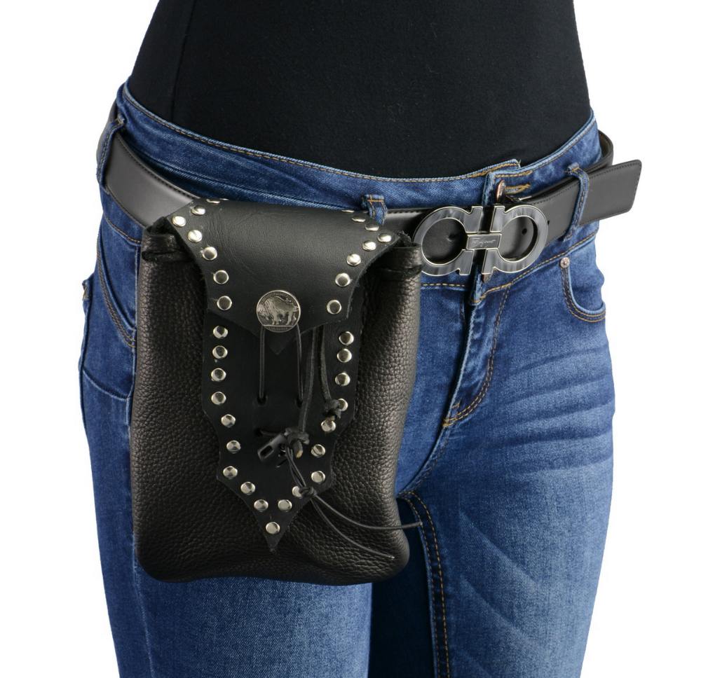 Milwaukee Leather MP8857 Women's Black Leather Drop Set Belt Bag - Image 2