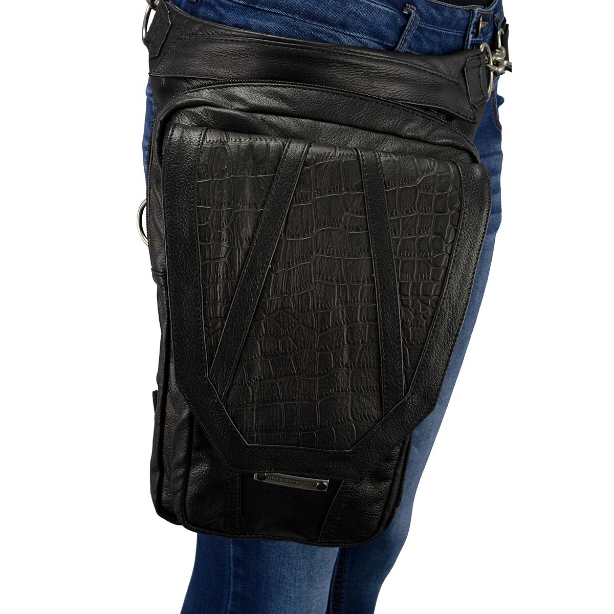 Milwaukee Leather MP8896 Extra Large Conceal and Carry Black Leather Thigh Bag with Waist Belt - Image 6