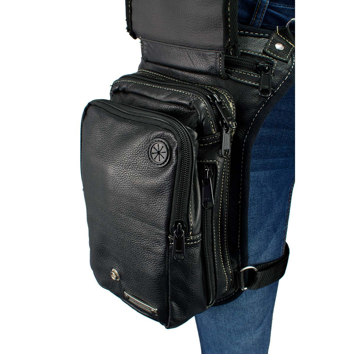 Milwaukee Leather MP8899 Black Conceal and Carry Leather Thigh Bag with Waist Belt - Image 6