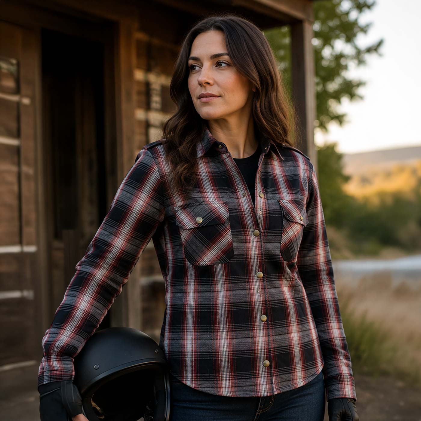 Milwaukee Leather MPL2604 Women’s Ember CE Armored Plaid Flannel Biker Shirt - Reinforced w/ Aramid Fiber - Image 4