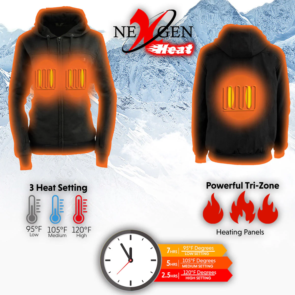 Nexgen Heat MPL2717DUAL Women's Black Heated Hoodie w/ Dual Power Technology - Jacket for Winter w/ Battery Pack - Image 6